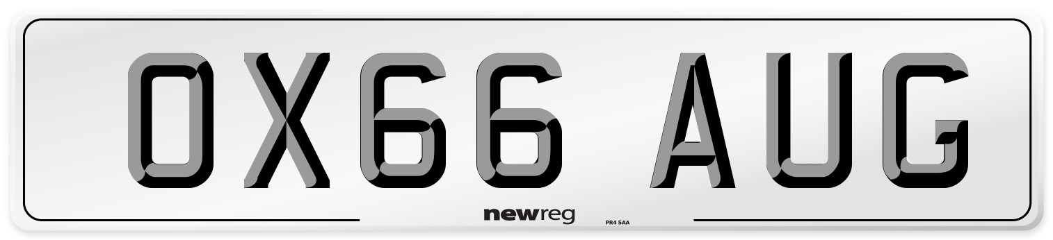 OX66 AUG Number Plate from New Reg